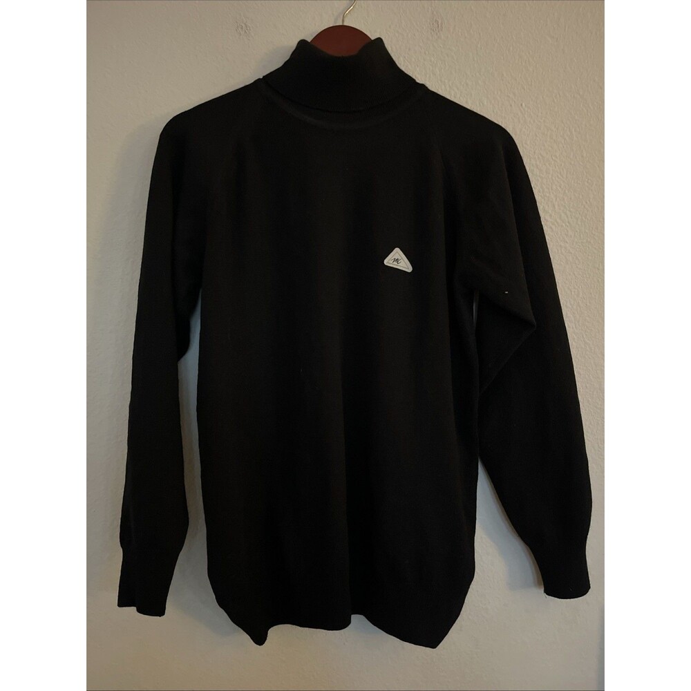Monte Carlo Wool Blend Black Mock Neck Long Sleeve Pullover Sweater SZ M